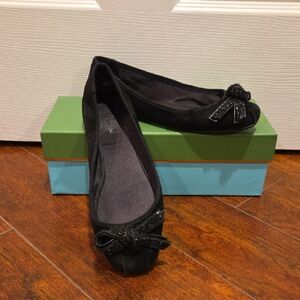 Kate Spade Black Flats with Glitter Bow- FREYA